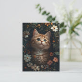 Schönes Orange Kitten mit Wildblumen Postkarte (Stehend Vorderseite)