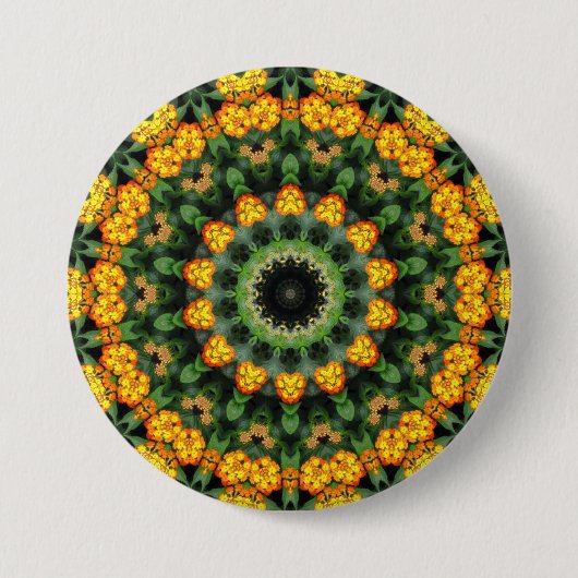 Schönes orange und gelbes Lantana-Kaleidoskop 2 Button (Vorderseite)