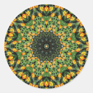 Schönes Orange und Gelbes Lantana Kaleidoskop 3 Runder Aufkleber