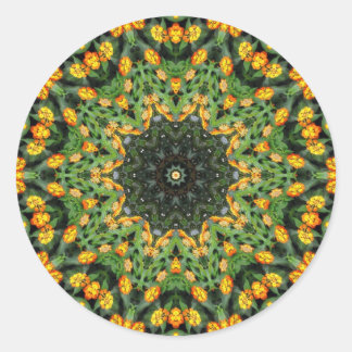 Schönes Orange und Gelbes Lantana Kaleidoskop 3 Runder Aufkleber
