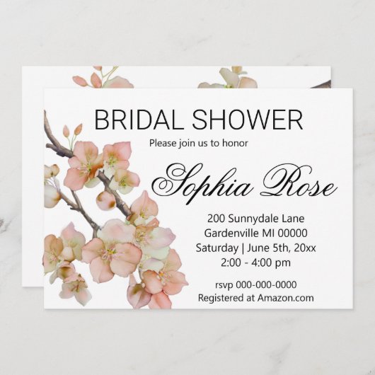 Schönes orangefarbenes Brautparty Einladung (Vorne/Hinten)