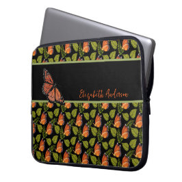 Schönes orangefarbenes Schmetterlingsmuster mit Na Laptopschutzhülle