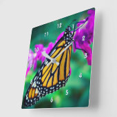 Schönes Orangenschmetterling nah-up-Foto Quadratische Wanduhr (Winkel)