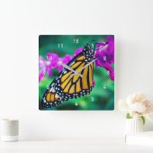 Schönes Orangenschmetterling nah-up-Foto Quadratische Wanduhr (Zuhause)
