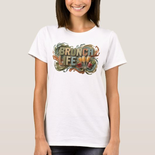 Schönes oranges BRUNCH LIFE Tee (Vorderseite)