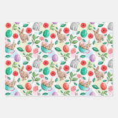 Schönes Osterhasen & Blume Geschenkpapier Set (Vorderseite)