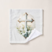 Schönes Osterkreuz mit Osterhallen Badhandtuch Set (Waschlappen)