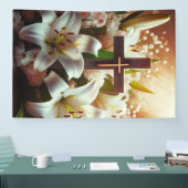 Schönes Osterlilienkreuz Banner (Messe)