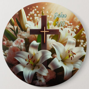 Schönes Osterlilienkreuz Button