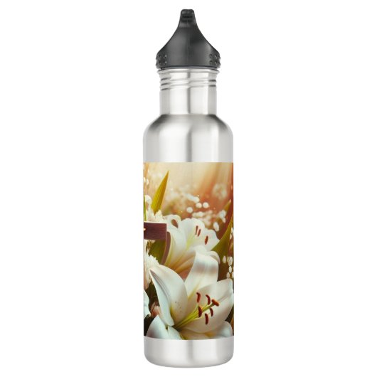 Schönes Osterlilienkreuz Edelstahlflasche (Rechts)