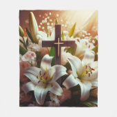 Schönes Osterlilienkreuz Fleecedecke (Vorderseite)