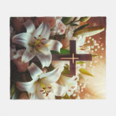 Schönes Osterlilienkreuz Fleecedecke (Vorderseite (Horizontal))