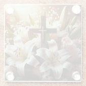 Schönes Osterlilienkreuz Glasuntersetzer (Rückseite)