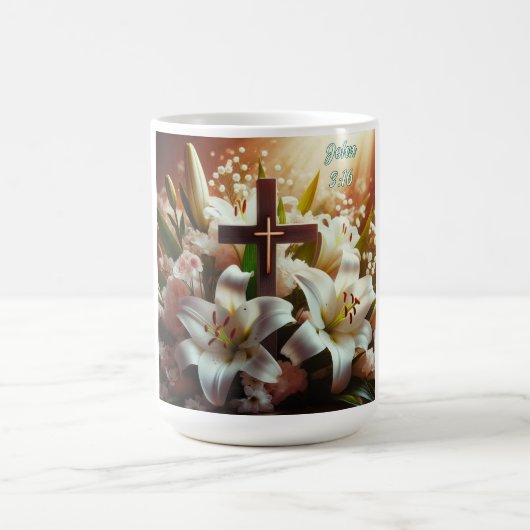 Schönes Osterlilienkreuz Kaffeetasse (Mittel)