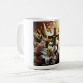 Schönes Osterlilienkreuz Kaffeetasse (Vorderseite Links)
