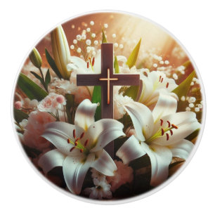 Schönes Osterlilienkreuz Keramikknauf