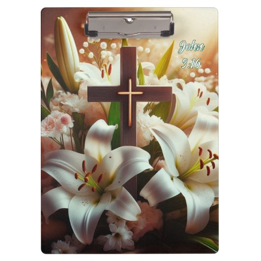 Schönes Osterlilienkreuz Klemmbrett (Vorderseite)