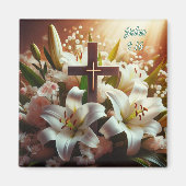 Schönes Osterlilienkreuz Magnet (Vorne)