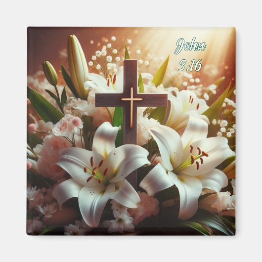 Schönes Osterlilienkreuz Magnet (Vorne)