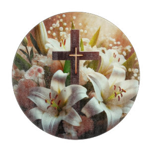 Schönes Osterlilienkreuz Schneidebrett