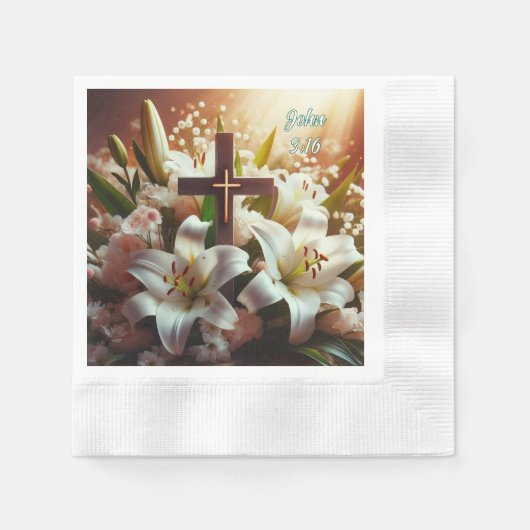 Schönes Osterlilienkreuz Serviette (Vorderseite)