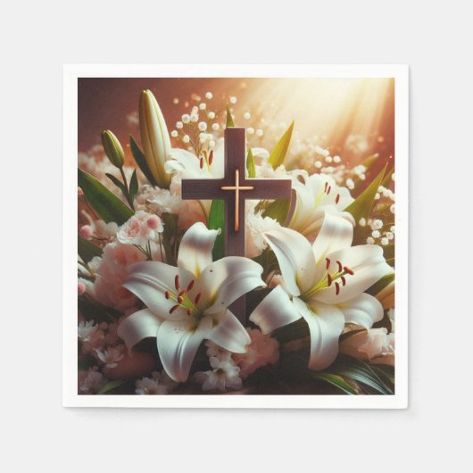 Schönes Osterlilienkreuz Serviette (Vorderseite)