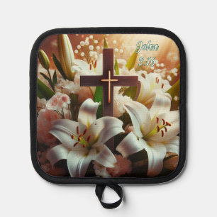 Schönes Osterlilienkreuz Topflappen