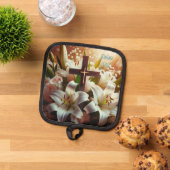 Schönes Osterlilienkreuz Topflappen (Oben Unten)