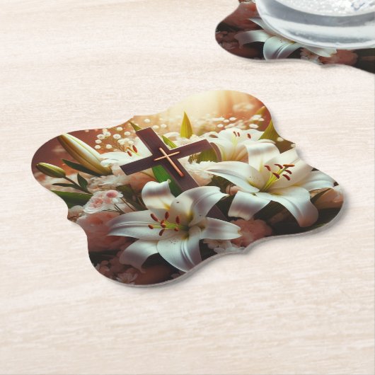 Schönes Osterlilienkreuz Untersetzer (angewinkelt)