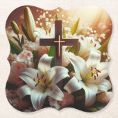 Schönes Osterlilienkreuz Untersetzer (Vorderseite)