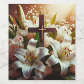 Schönes Osterlilienkreuz Weinetikett (Einzelnes Label)