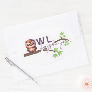 Schönes Owl-Design Ovaler Aufkleber