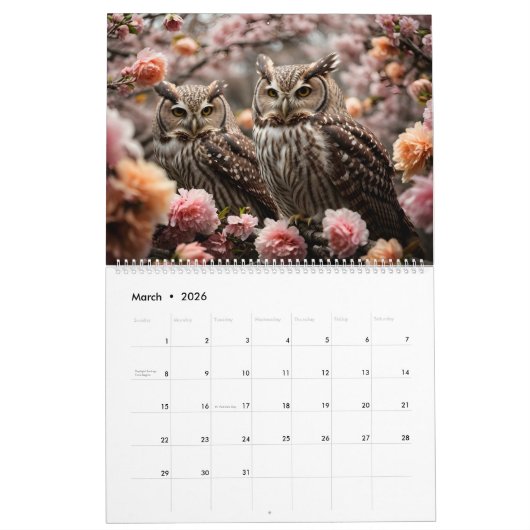 Schönes Owl Portrait Collection 2025 Kalender (Mär 2026)