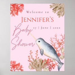 Schönes Ozean Narwhal Baby Dusche Begrüßungspposte Poster