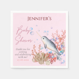 Schönes Ozeanbaby Narwhal seashells Babydusche Na Serviette