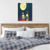 Schönes Paar mit Moon Canvas Print Leinwanddruck (Insitu (Schlafzimmer))