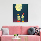 Schönes Paar mit Moon Canvas Print Leinwanddruck (Insitu (Wohnzimmer))