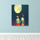 Schönes Paar mit Moon Canvas Print Leinwanddruck (Insitu (Holzboden))