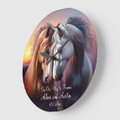 Schönes Paar Pferde für immer Jubiläum Große Wanduhr (Winkel)