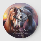 Schönes Paar Pferde für immer Jubiläum Große Wanduhr (Vorderseite)