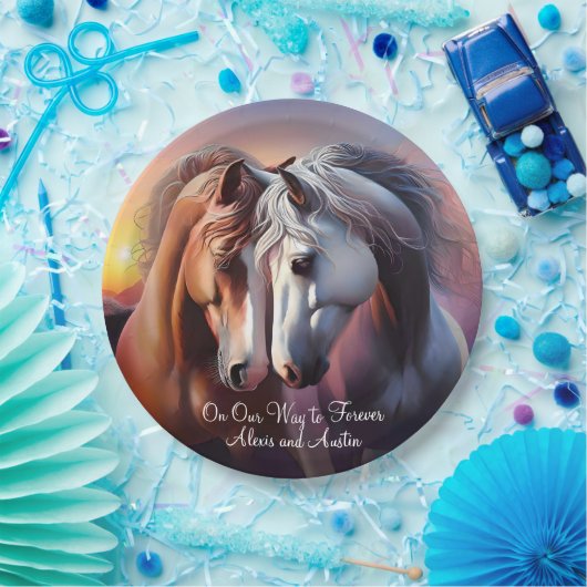 Schönes Paar Pferde für immer Jubiläum Pappteller (Party)