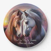 Schönes Paar Pferde für immer Jubiläum Pappteller (Vorderseite)