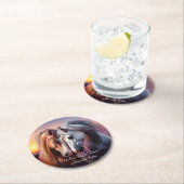 Schönes Paar Pferde für immer Jubiläum Runder Pappuntersetzer (Vor Ort)