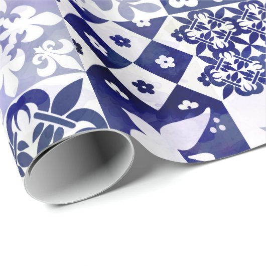 Schönes Packpapier mit Azulejos Muster (Rolleneckpunkt)