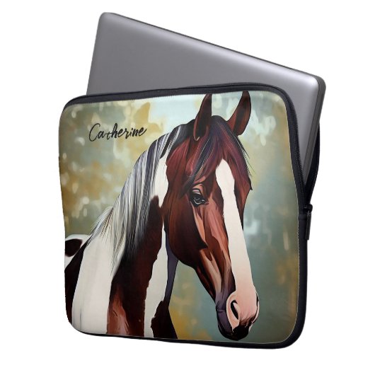 Schönes Paint Horse Laptopschutzhülle (Vorderseite Links)
