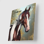 Schönes Paint Horse Quadratische Wanduhr (Winkel)