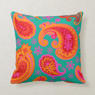 Schönes Paisley  aquamarin orange Kissen