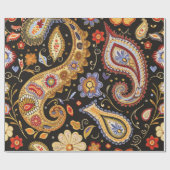 Schönes Paisley Pattern Dunkle Holzkohle farblich Geschenkpapier (Flach)