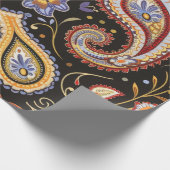 Schönes Paisley Pattern Dunkle Holzkohle farblich Geschenkpapier (Ecke)