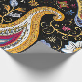 Schönes Paisley Pattern Schwarz farbenfroh Geschenkpapier (Ecke)